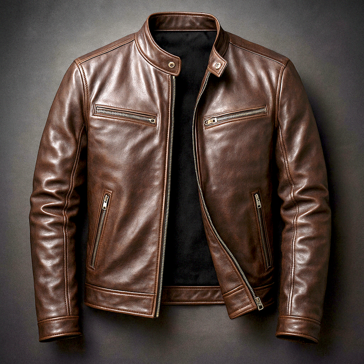 Veste en cuir vintage pour homme