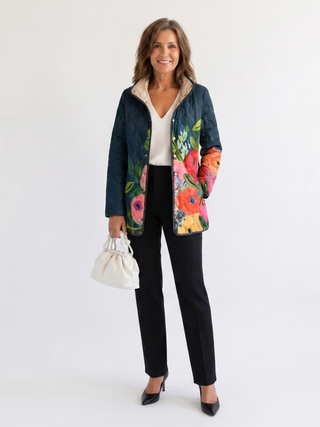 | Veste Matelassée Fleurs Peintes Camille