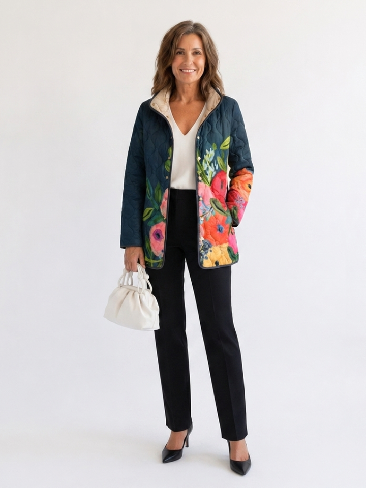 | Veste Matelassée Fleurs Peintes Camille