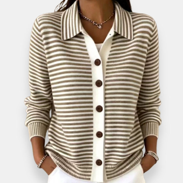 | Cardigan Rayé à Boutons Camille