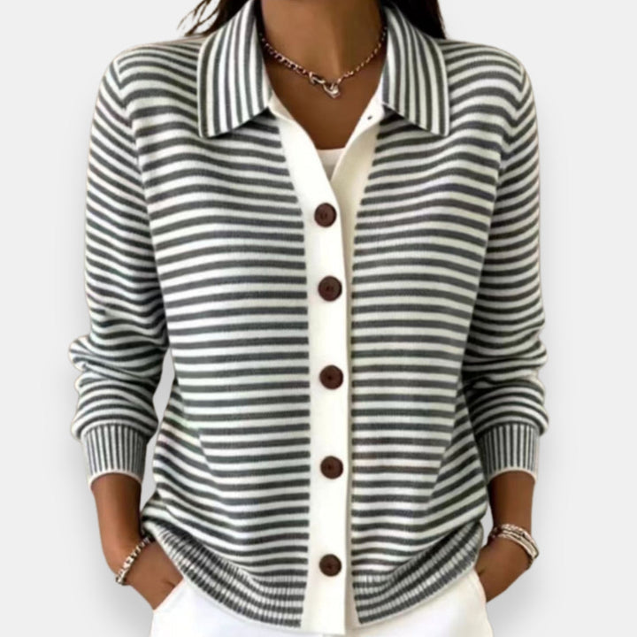 | Cardigan Rayé à Boutons Camille