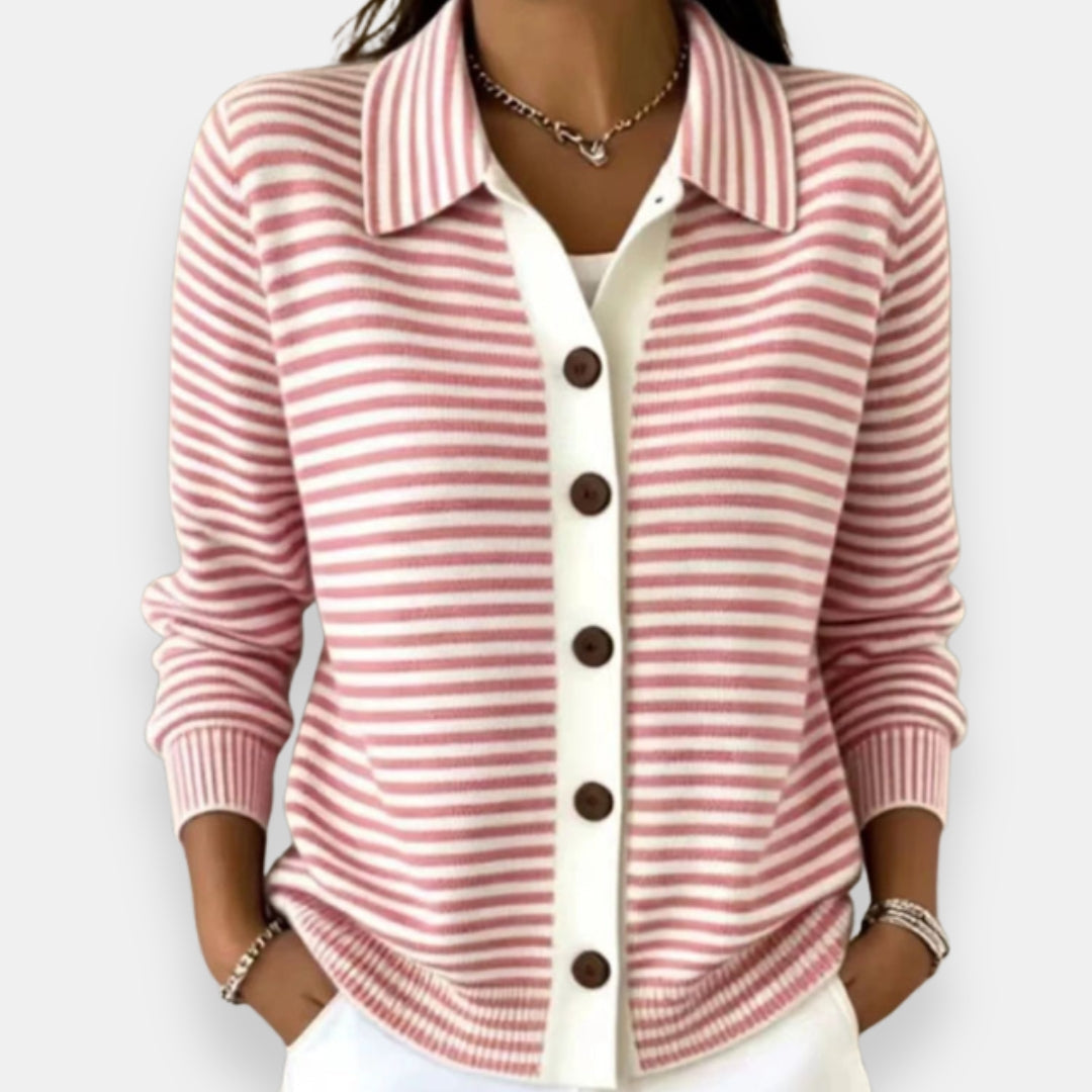 | Cardigan Rayé à Boutons Camille