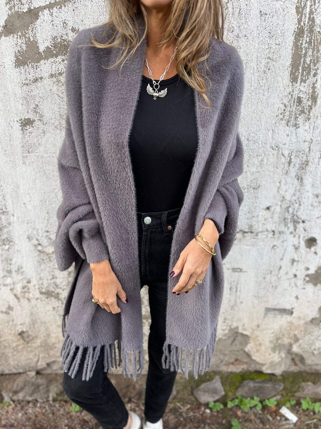 | Cardigan Long à Franges Élina