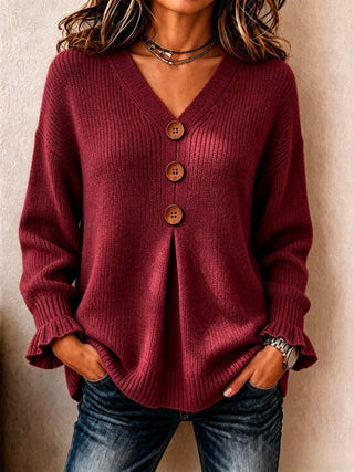 | Pull Col V Boutonné Marie