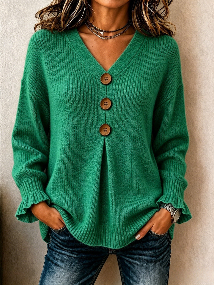 | Pull Col V Boutonné Marie