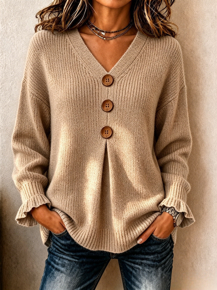 | Pull Col V Boutonné Marie