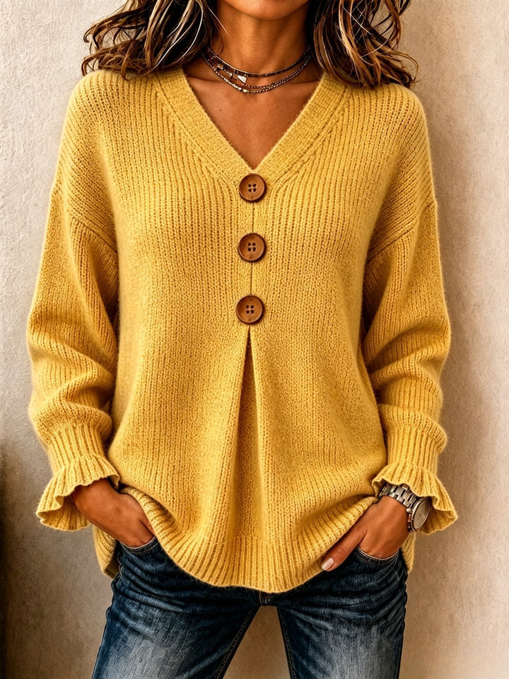 | Pull Col V Boutonné Marie