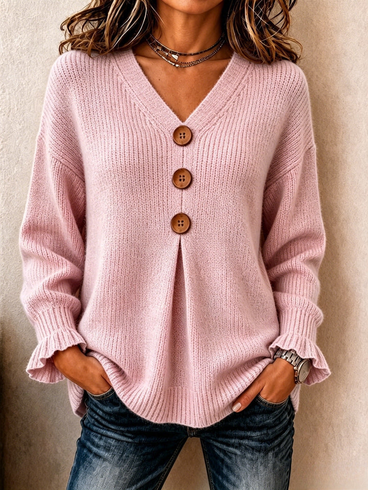 | Pull Col V Boutonné Marie